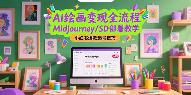 AI绘画变现全流程，Midjourney/SD部署教学，小红书爆款起号技巧-800资源网