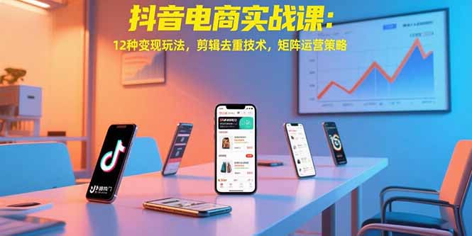 抖音电商实战课：12种变现玩法，剪辑去重技术，矩阵运营策略-800资源网