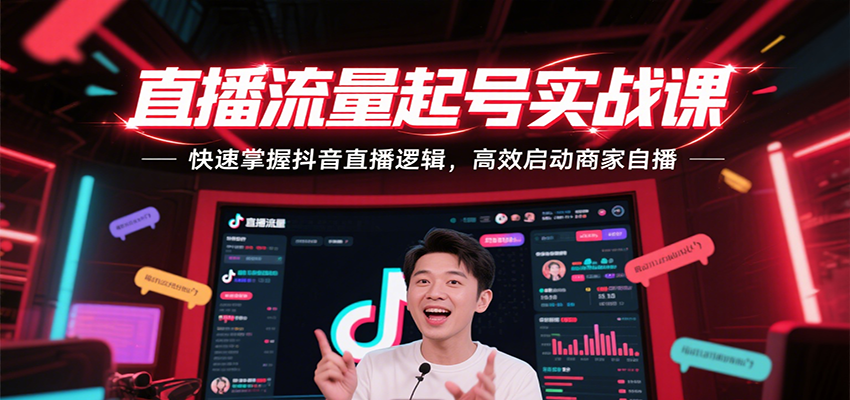 直播流量起号实战课，快速掌握抖音直播逻辑，高效启动商家自播-800资源网