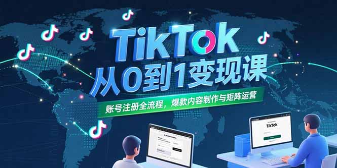 TikTok从0到1变现课，账号注册全流程，爆款内容制作与矩阵运营-800资源网