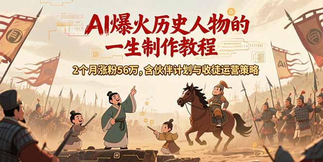 AI历史人物赛道课程，2个月涨粉56万，含伙伴计划与收徒运营策略-800资源网