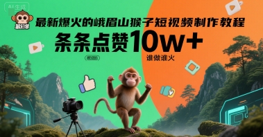 最新爆火的峨眉山猴子短视频制作教程，条条点赞10w+，谁做谁火【教程+提示词】-800资源网