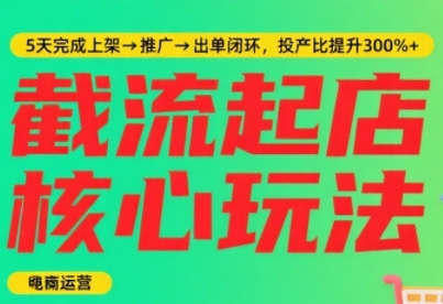 淘宝截流快速起店玩法，掌握暴力快速起店的流程，5天完成上架-推广-出单闭环-800资源网