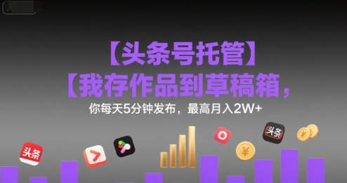 【头条号托管 】我存作品到草稿箱，你每天5分钟发布，最高月入2W+-800资源网