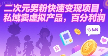 二次元男粉快速变现项目，私域卖虚拟产品，百分利润-800资源网