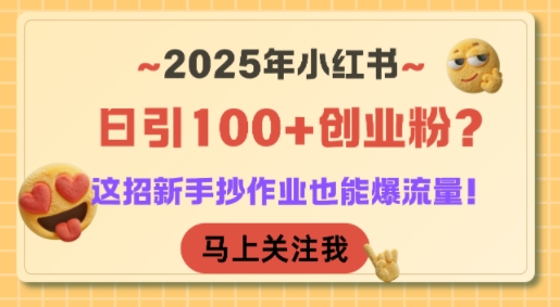2025年小红书日引100+创业粉？这招新手抄作业也能爆流量！-800资源网
