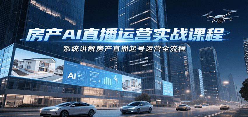 房产AI直播运营实战课程，系统讲解房产直播起号运营全流程-800资源网