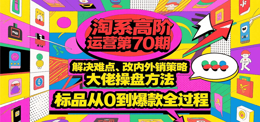 淘系高阶运营第70期，解决难点、改内外销策略，大佬操盘方法，标品从0到爆款全过程-800资源网