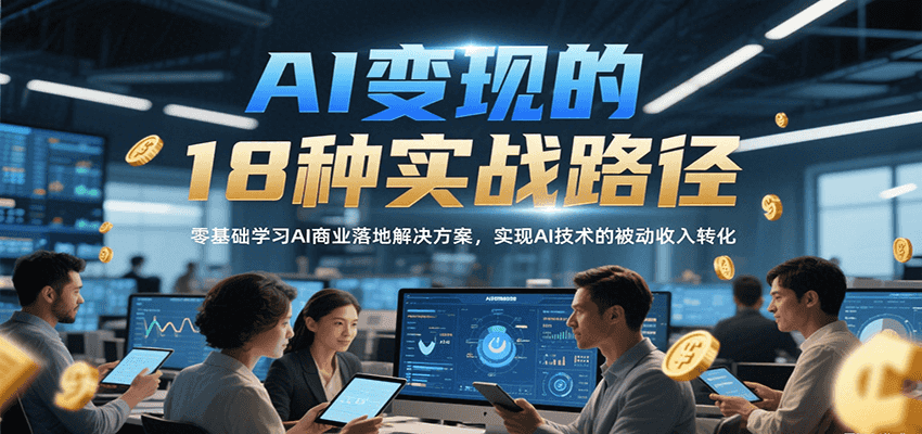 AI变现的18种实战路径，零基础学习AI商业落地解决方案，实现AI技术的被动收入转化-800资源网