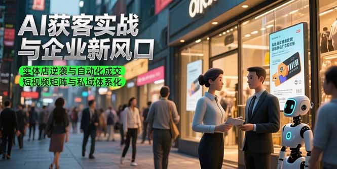 AI获客实战与企业新风口，实体店逆袭与自动化成交 短视频矩阵与私域体系化-800资源网