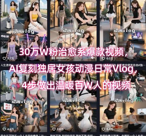 30万W粉治愈系爆款视频，AI复刻独居女孩动漫日常Vlog，4步做出温暖百W人的视频-800资源网