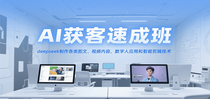 AI获客速成班，deepseek制作各类图文、视频内容，数字人应用和智能剪辑技术-800资源网