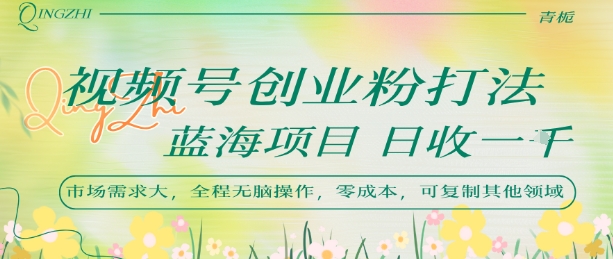 视频号创业粉打法，日入1k，蓝海项目，市场需求大，全程无脑操作，可复制-800资源网