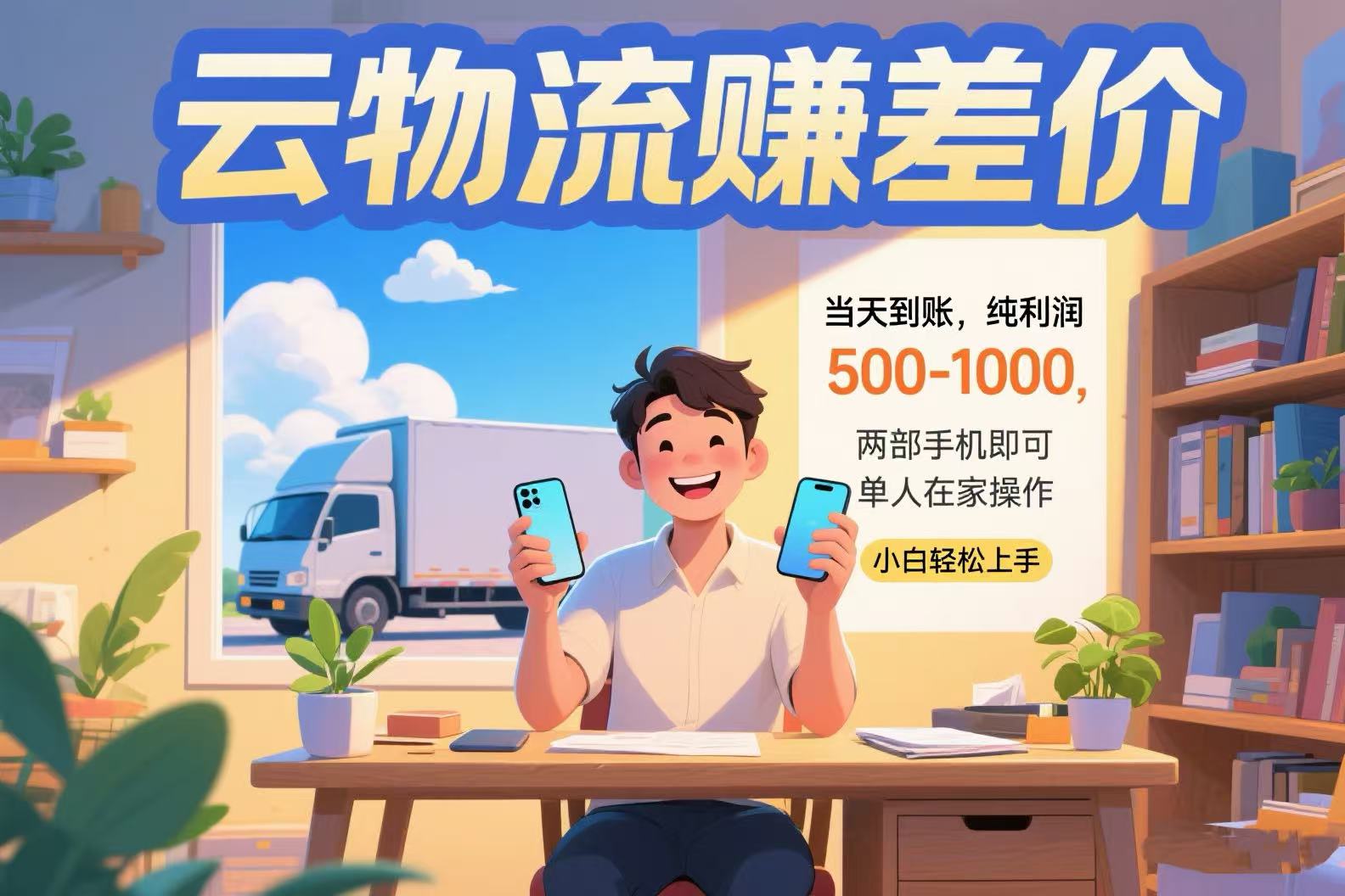 云物流赚差价 当天到账纯利润500-1000 两部手机即可 可单人在家操作 小…-800资源网