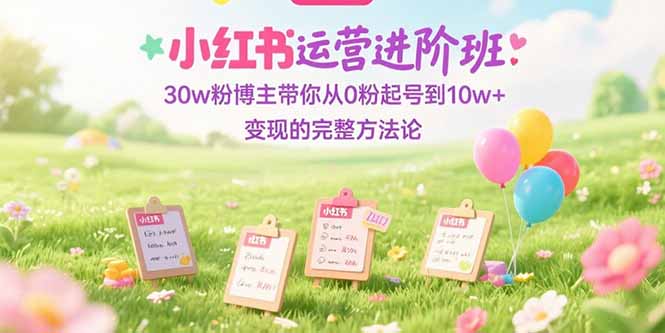 小红书运营进阶班：30w粉博主带你从0粉起号到10w+变现的完整方法论-800资源网