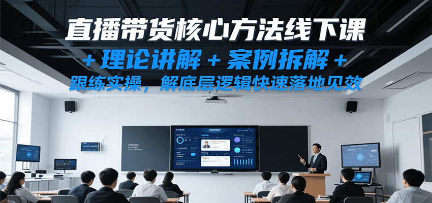 直播带货核心方法线下课，理论讲解+案例拆解+跟练实操，解底层逻辑快速落地见效-800资源网