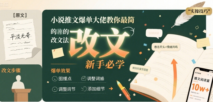 小说推文爆单大佬教你最简单的改文方法实操课，新手必学-800资源网