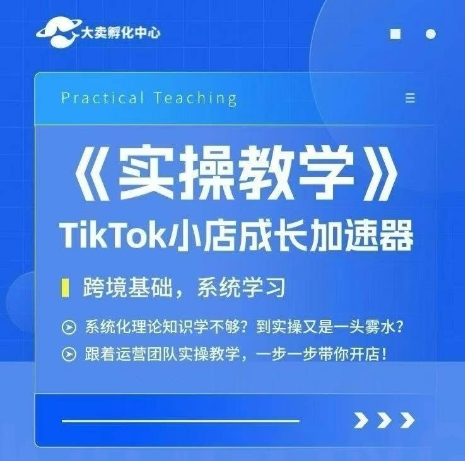 大卖家孵化中心TikTok实操课，TikTok小店成长加速器，跨境基础系统学习，一步一步带你开店-800资源网
