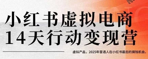 小红书虚拟电商14天变现训练营，虚拟产品，2025年普通人在小红书最后的搞钱机会-800资源网