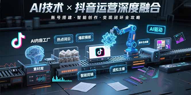 AI技术与抖音运营的深度融合应用：涵盖账号搭建、内容创作、收益变现等-800资源网
