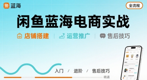 闲鱼蓝海电商实战，店铺搭建运营售后全流程-800资源网