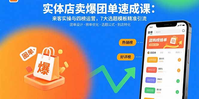 实体店卖爆团单速成课：来客实操与四榜运营，7大选题模板精准引流-800资源网