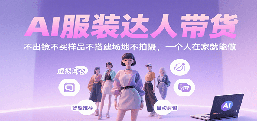 AI服装达人带货，不出镜不买样品不搭建场地不拍摄，一个人在家就能做-800资源网