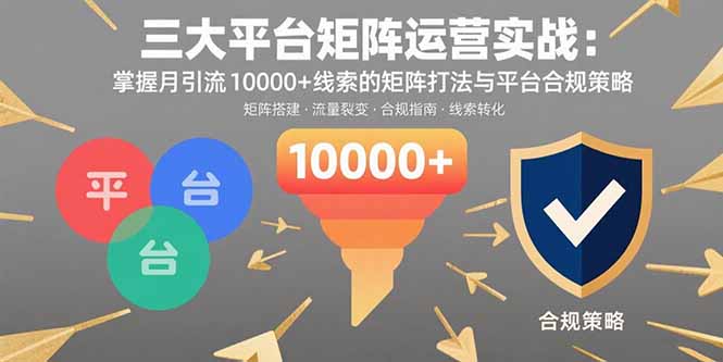 三大平台矩阵运营实战：掌握月引流10000+线索的矩阵打法与平台合规策略-800资源网