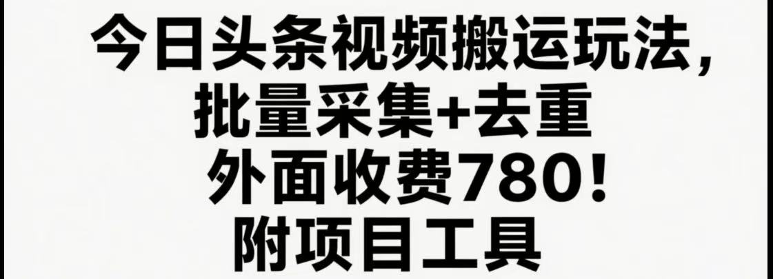 今日头条视频搬运玩法，软件一键去重，轻松日入500+附项目工具-800资源网