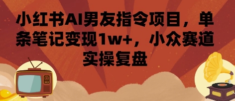 小红书AI男友指令项目，单条笔记变现1w+，小众赛道实操复盘-800资源网