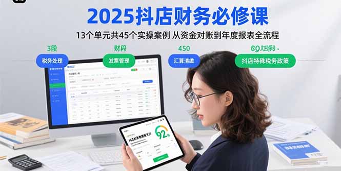 2025抖店财务必修课：13个单元共45个实操案例 从资金对账到年度报表全流程-800资源网