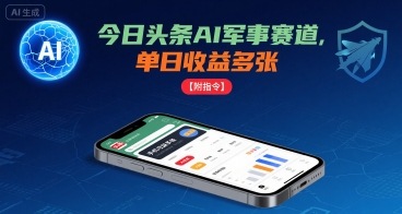 今日头条AI军事赛道，单日收益多张 ，手机可做【附指令】-800资源网