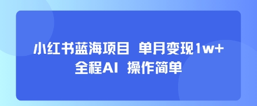 小红书蓝海项目 单月变现1w+ 全程AI 操作简单-800资源网