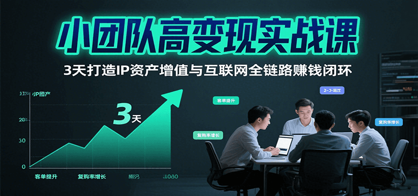 小团队高变现实战课，3天打造IP资产增值与互联网全链路赚钱闭环（第二期）-800资源网