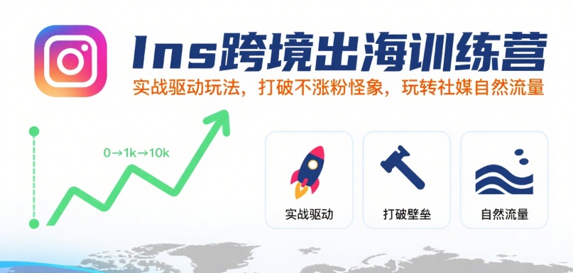 Ins跨境出海训练营，实战驱动玩法，打破不涨粉怪象，玩转社媒自然流量-800资源网
