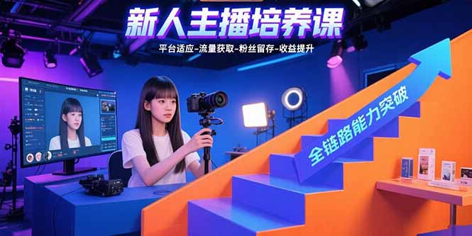 新人主播培养课：平台适应-流量获取-粉丝留存-收益提升 全链路能力突破-800资源网