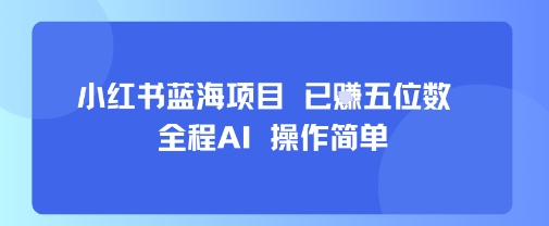 小红书蓝海项目，全程AI，操作简单，已挣五位数-800资源网