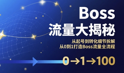 Boss流量大揭秘，从起号到转化细节拆解，从0到1打造Boss流量全流程-800资源网