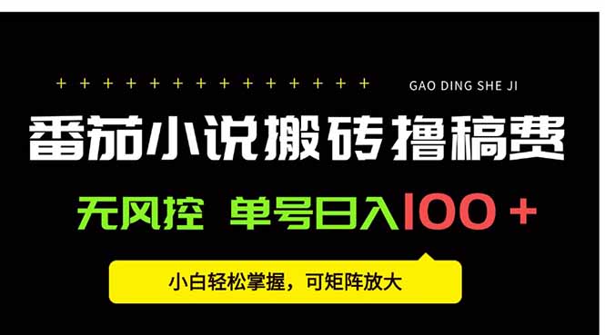 番茄小说创作人搬砖赚稿费，无风控单号日入100＋，小白轻松掌握，可矩…-800资源网
