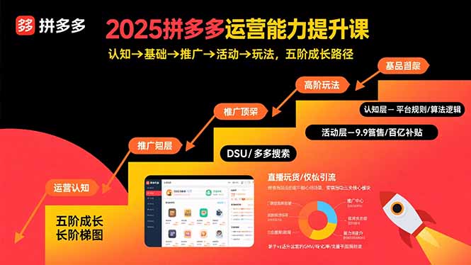 2025拼多多运营能力提升课：认知→基础→推广→活动→玩法，五阶成长路径-800资源网