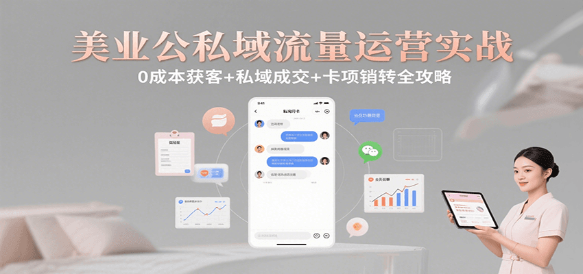 美业公私域流量运营实战：0成本获客+私域成交+卡项销转全攻略-800资源网
