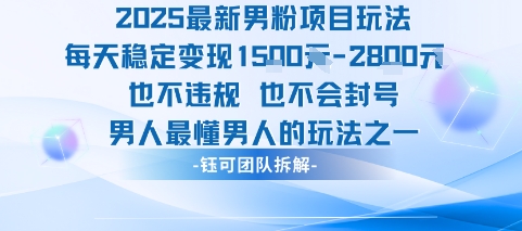2025最新男粉项目玩法每天变现1k+也不违规也不会封号男人最懂男人的玩法-800资源网