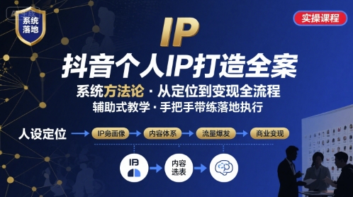 抖音个人IP系统落地实操大课，实操课程，辅助落地-800资源网