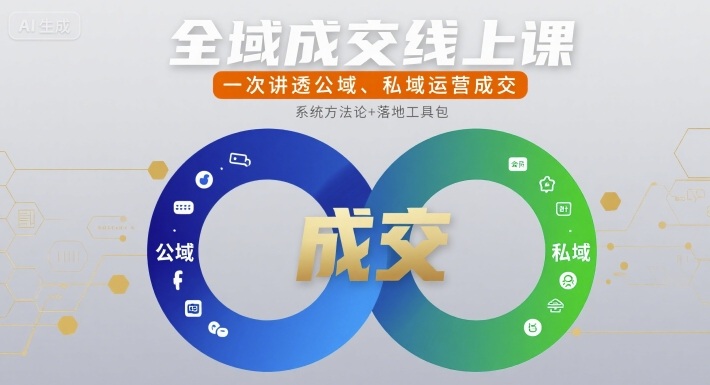 全域成交线上课，一次讲透公域、私域运营成交-800资源网
