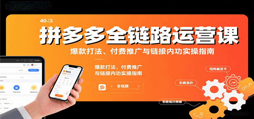 拼多多全链路运营课，爆款打法、付费推广与链接内功实操指南-800资源网