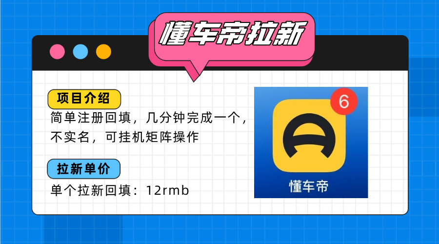 懂车帝邪修拉新玩法，简单注册回填，不sm，单个拉新12rmb，轻松日入200+-800资源网