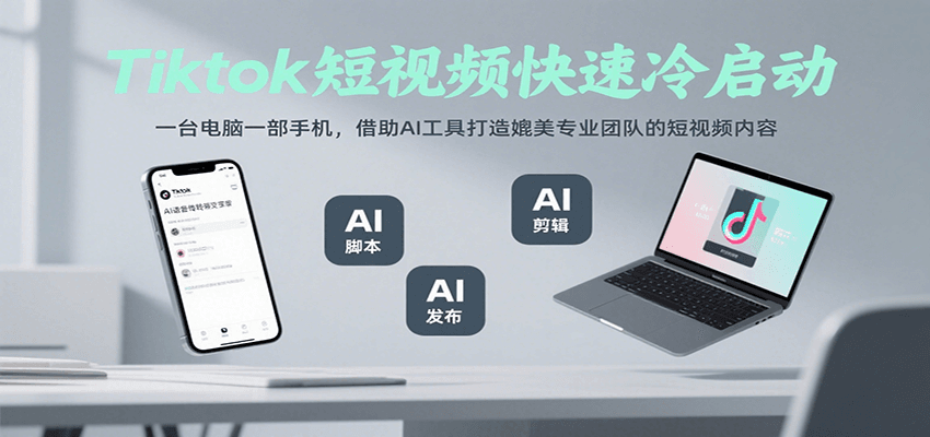 Tiktok短视频快速冷启动，一台电脑一部手机，借助AI工具打造媲美专业团队的短视频内容-800资源网