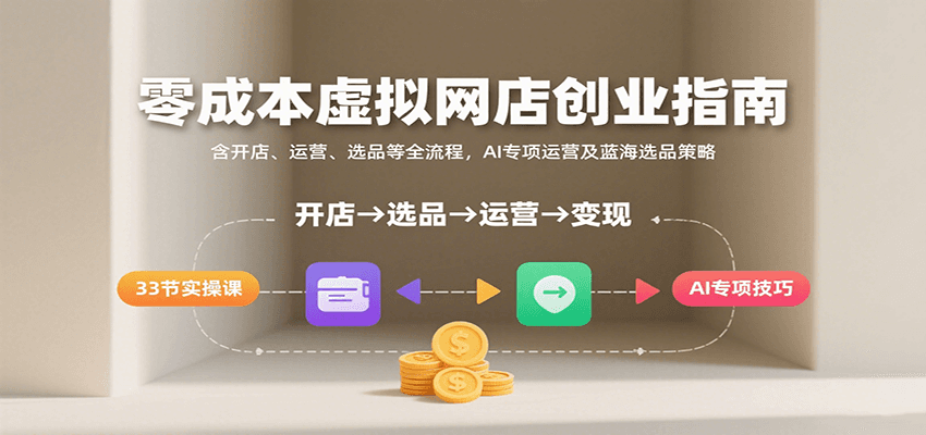 零成本虚拟网店创业指南，含开店、运营、选品等全流程， AI专项运营及蓝海选品策略-800资源网