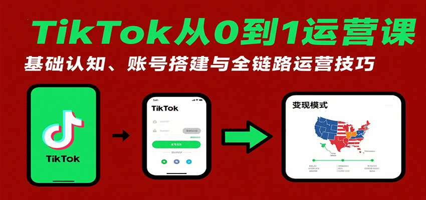 TikTok从0到1运营课：基础认知、账号搭建与全链路运营技巧-800资源网