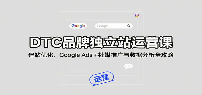 DTC品牌独立站运营课：建站优化、Google Ads + 社媒推广与数据分析全攻略-800资源网